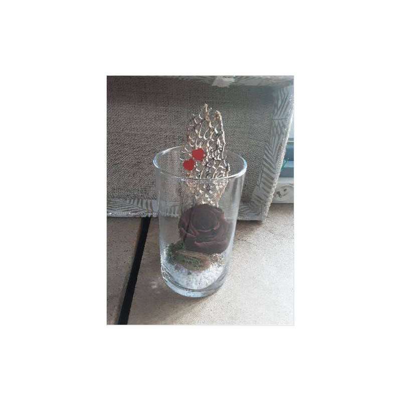 ROSE ÉTERNELLE DANS VASE H ROND