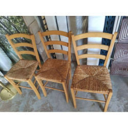 CHAISE BOIS ASSISE PAILLE 