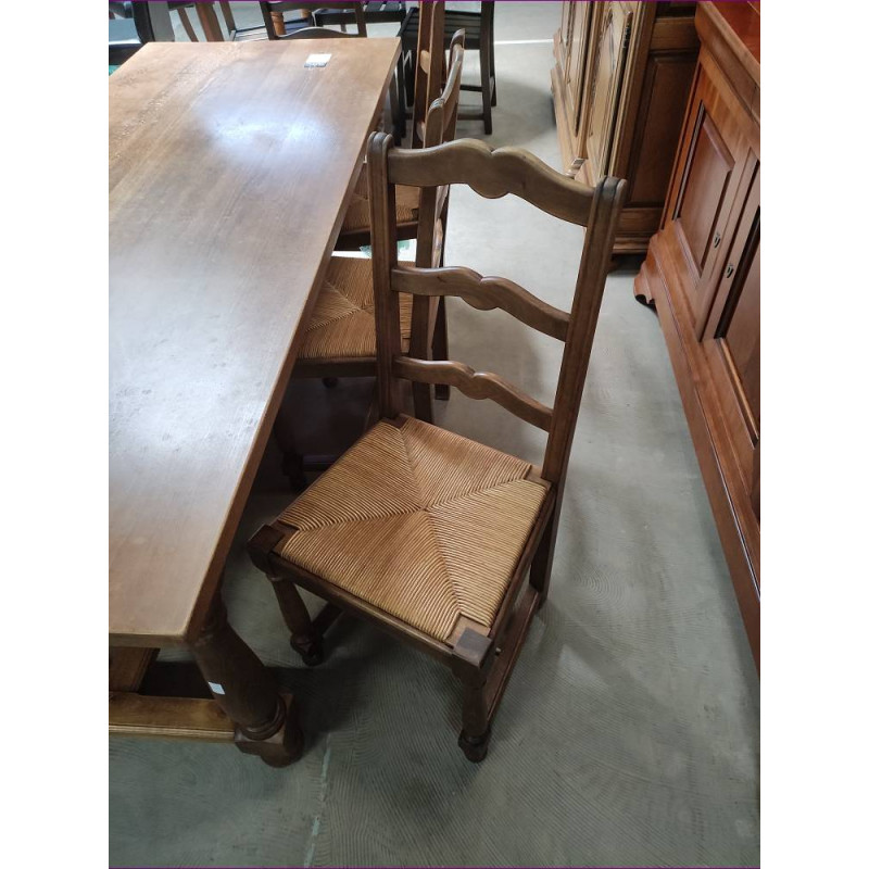 LOT 6 CHAISES BOIS ASSISE PAILLE 