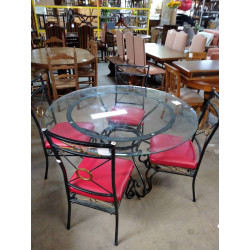 TABLE RONDE VERRE ET ACIER