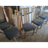 LOT 6 CHAISES  BOIS DESSUS TISSUS GRIS