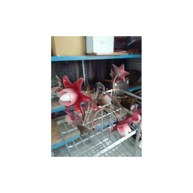 LUSTRE 3 BRANCHES TULIPES ROUGE