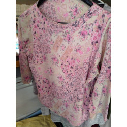 PULL FLEURS ROSE