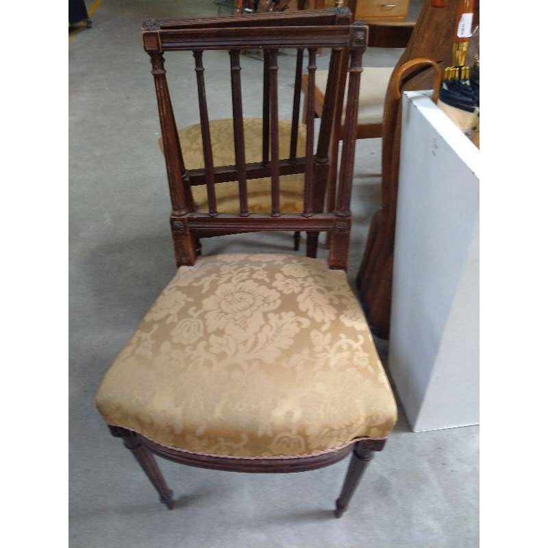 CHAISE BOIS ASSISE TISSU MOUTARDE