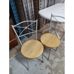 LOT 4 CHAISES MÉTAL BOIS
