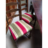 LOT 5 CHAISES  + 1 BOIS ASSISE TISSUS RAYÉ