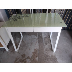 BUREAU BLANC DESSUS VERRE 