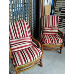 FAUTEUIL BOIS TISSUS RAYURES