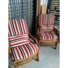 FAUTEUIL BOIS TISSUS RAYURES