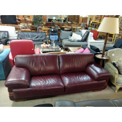 CANAPE 3 PLACES CUIR POURPRE