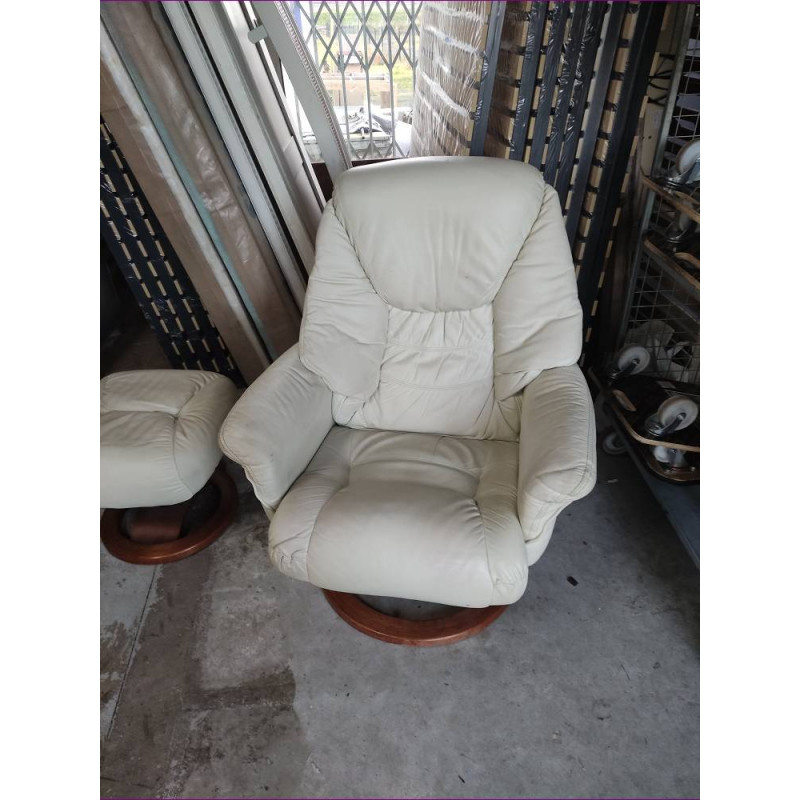 FAUTEUIL CUIR RELAX CRÈME