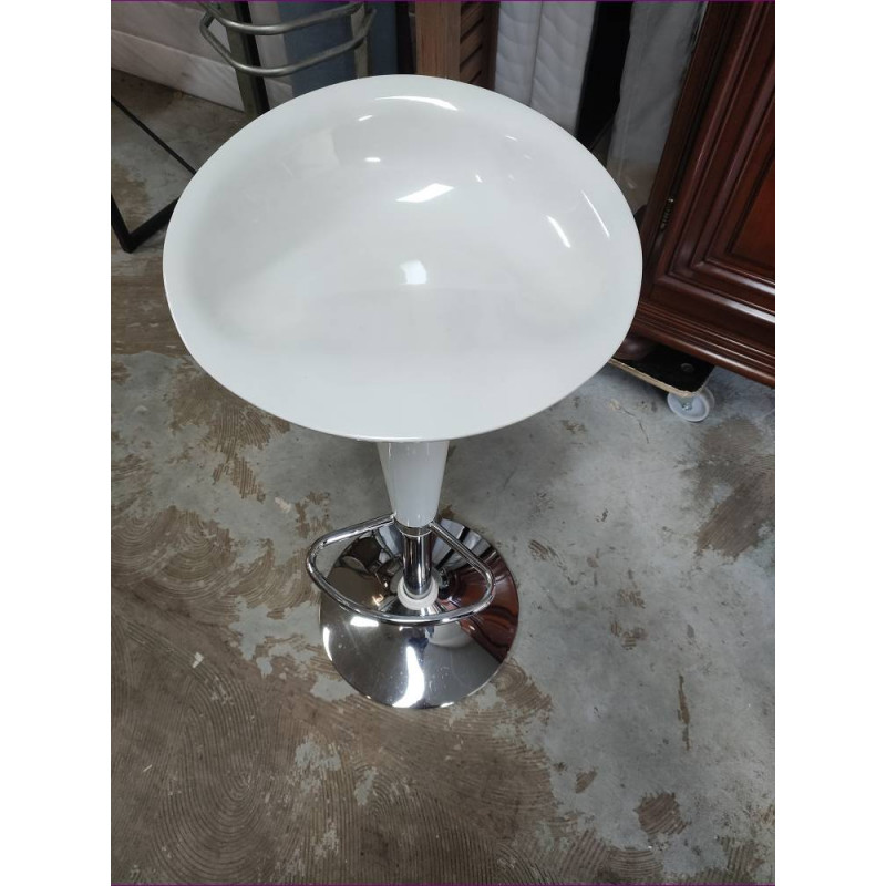 TABOURET BLANC PIED CHROME
