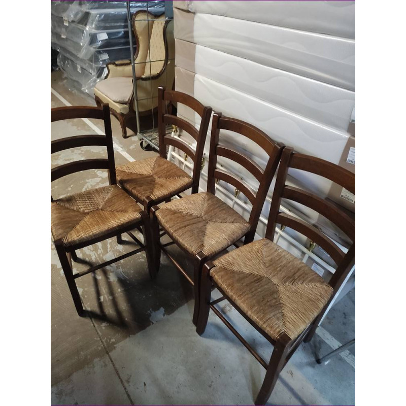 LOT 4 CHAISES BOIS ASSISE PAILLE 