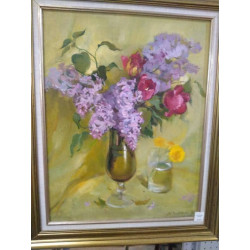 CADRE FLEURI SIGNÉ ET...