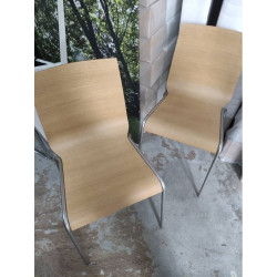 CHAISE ASSISE BOIS PIED CHROME