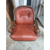 FAUTEUIL BOIS ASSISE CUIR 