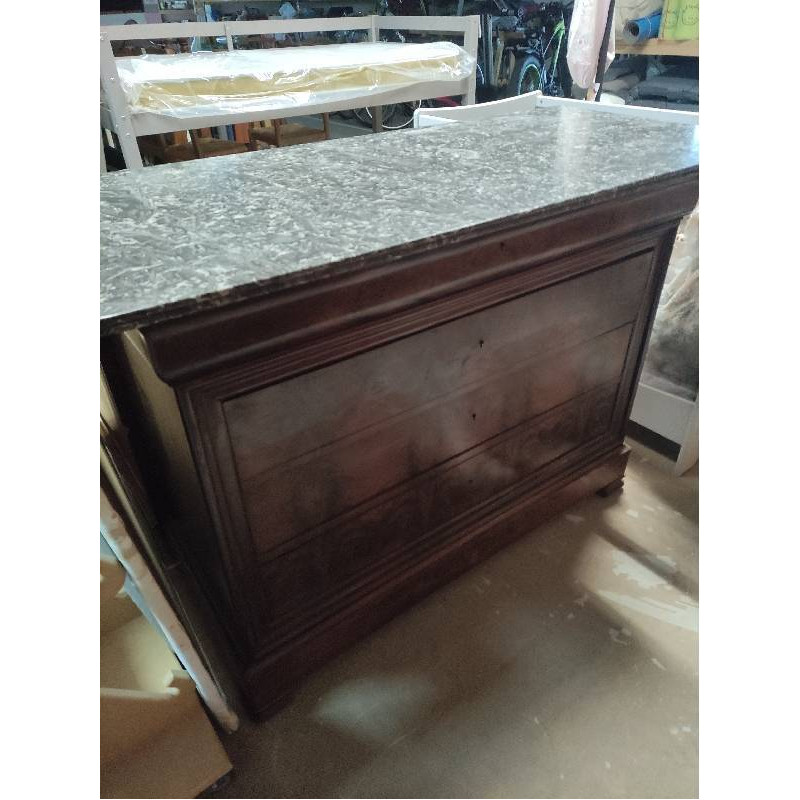 COMMODE 4 TIROIRS DESSUS MARBRE
